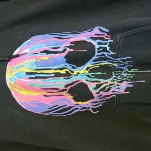 Rainbow Melting Skull Hoodie, Size L